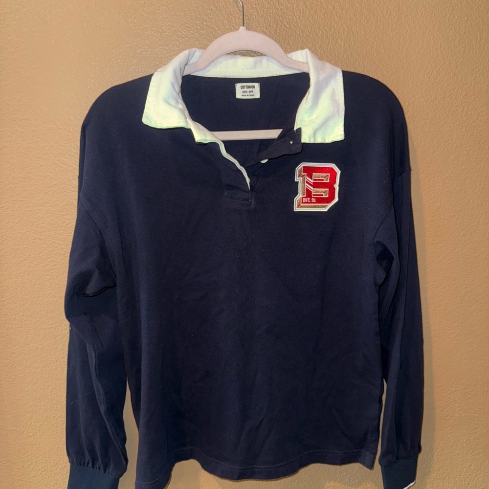 Cotton On, Navy Shirt with Red Letter Patch